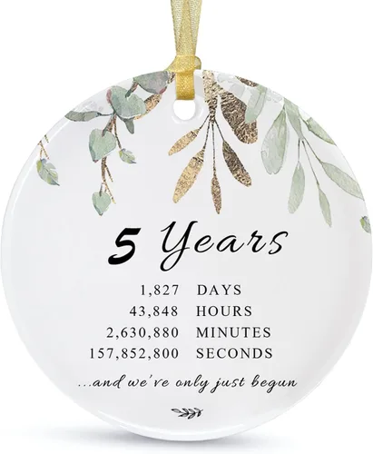 Vista 8 de Adorno de Navidad de aniversario de 10 años 2026, décimo para parejas, adorno de cerámica de diez años casados para decorar bodas en el hogar