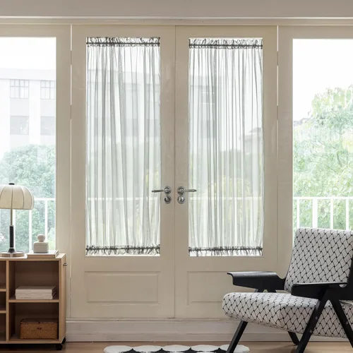 Vista 24 de Aquazolax - Cortinas transparentes para puerta y ventana gris - Cortinas con bolsillo para barra de 25 x 40 pulgadas para puertas de cristal
