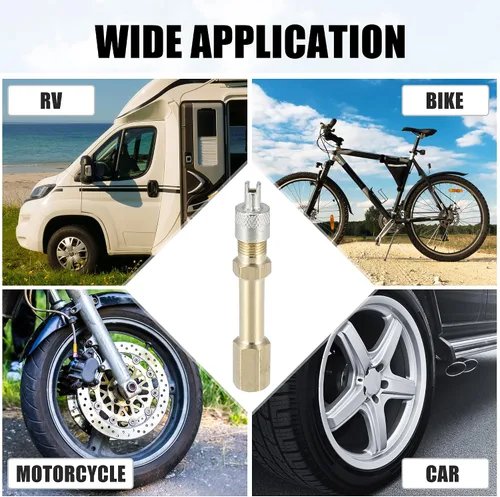 Vista 2 de X AUTOHAUX Adaptador de extensión de válvula de neumático automático de latón de 1.969 in/1.97 pulgadas de largo, extensor de vástago de neumático