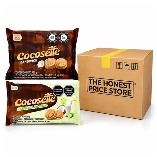 Vista 10 de Galletas sándwich rellenas de crema de coco y lima, paquete de 2, edición limitada, sabor limonada de coco, 20 paquetes individuales de bocadillos