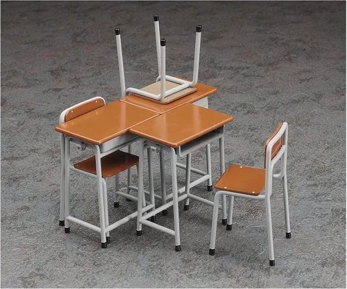 Vista 3 de HASEGAWA 62001 1/12 Escritorio escolar y silla - para figuras de juguete