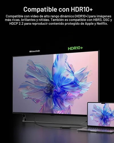 Vista 4 de [Usado] Belkin Adaptador USB C a HDMI 2.1, 8K@60Hz, HDR para MacBook, Chromebook