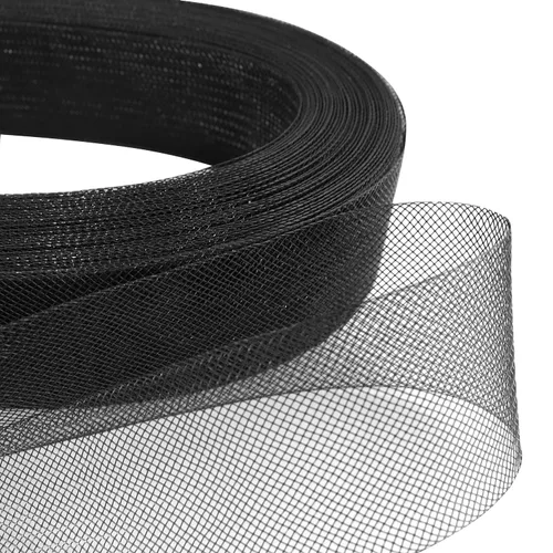 Vista 3 de Stiff Horsehair Braid yyangz 50 yardas 2 pulgadas negro rígido poliéster trenza de crin para costura de poliéster deshuesado vestido de novia