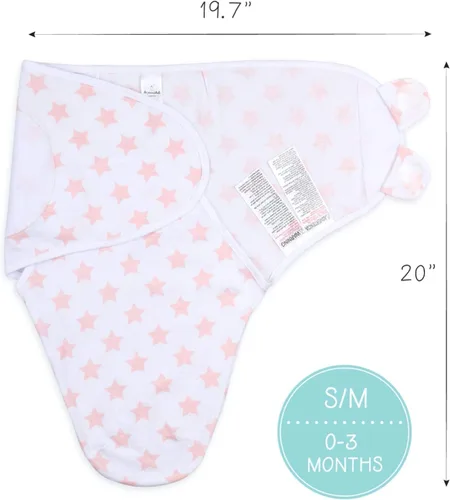 Vista 6 de The Peanutshell - Mantas para bebitas, diseños en rosa, floral y estrellas, paquete de 3 piezas, 2 tallas