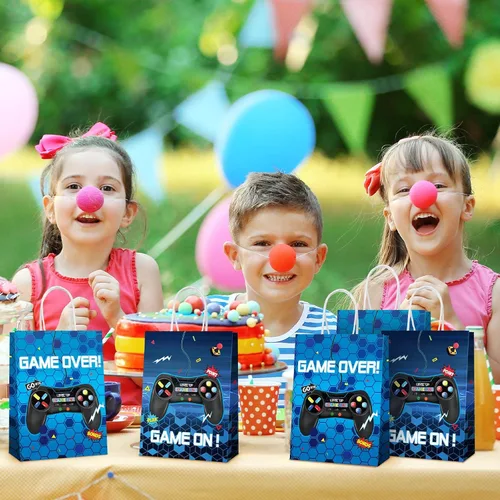 Vista 5 de Clabby 16 bolsas para jugadores, recuerdos de fiesta de videojuegos, bolsas de regalo con asa para niños, decoración de fiesta de cumpleaños