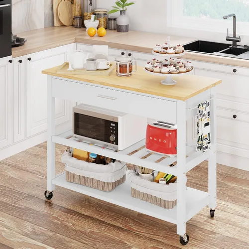 Vista 14 de JY QAQA Isla de cocina de 26 pulgadas con ruedas con armario de almacenamiento, armario de cocina con estantes, asa de carrito para toallero