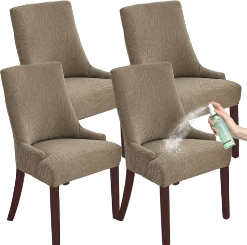 Vista 25 de Wingback - Funda impermeable para silla, funda de jacquard elástica (beige, 1 unidad) Instant room refresh with easy cleanup, dependable mess