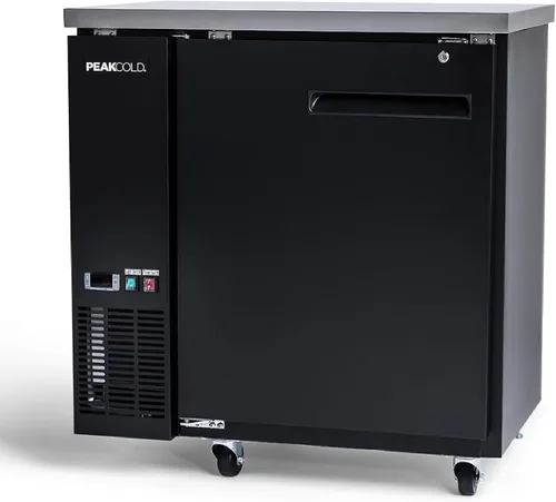 Vista 19 de PEAKCOLD - Enfriador comercial de barra trasera de 36 pulgadas, 1 puerta, puerta de cristal, color negro
