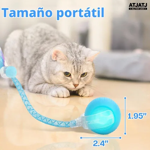 Vista 8 de Pelotas interactivas para gatos de interior, juguete inteligente automatizado para gatos con cola de malla elástica, juguete recargable de 3