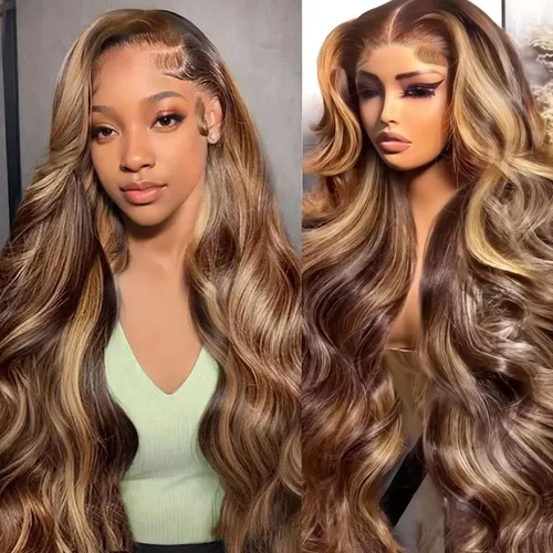 Vista 10 de Peluca de cabello humano ondulado con encaje frontal HD de 13 x 6 pulgadas, densidad del 200 %, predepilada, color marrón chocolate, peluca