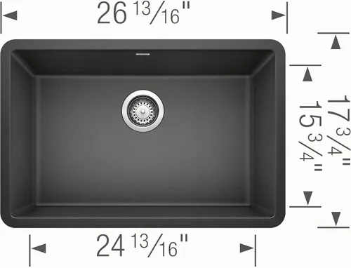 Vista 2 de BLANCO, Antracite 522259 PRECIS SILGRANIT Fregadero de cocina de montaje inferior de tazón único Antracita