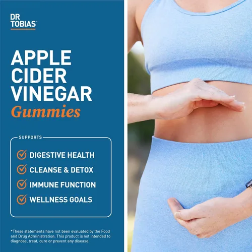 Vista 4 de Dr. Tobias Gomitas de vinagre de sidra de manzana y colon para la salud diaria – Soporte diario digestivo, desintoxicante y de limpieza con gomitas