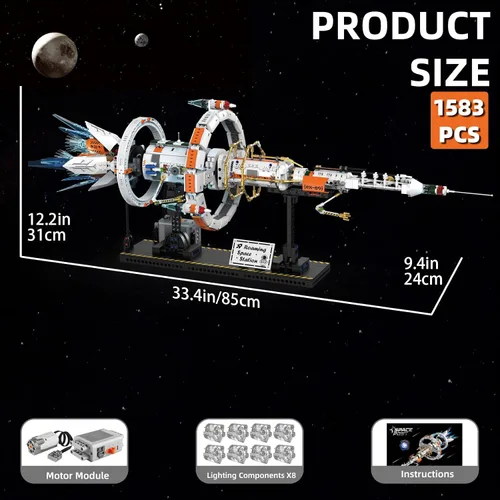 Vista 5 de Juego de construcción de estación espacial con motor y luces LED
