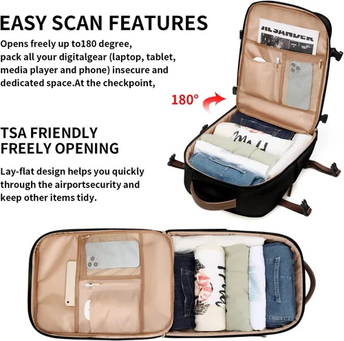 Vista 2 de GOLF SUPAGS Mochila para laptop con compartimento separado para laptop de 15.6 pulgadas, bolsa de computadora de gran capacidad para mujeres Negro