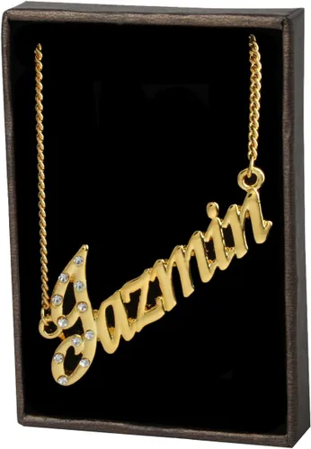 Vista 3 de Collar con nombre "Jazmin" - Chapado en oro amarillo de 18 quilates