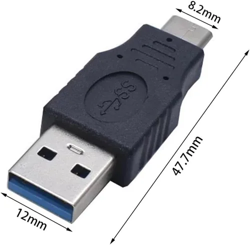 Vista 2 de Adaptador USB 3.0 macho a macho tipo C, convertidor USB A a USB C, datos de soporte y carga para laptop, disco duro, teléfonos móviles