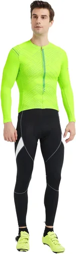 Vista 24 de Santic - Camiseta de ciclismo para hombre, manga larga, reflejante, cremallera completa, con bolsillos