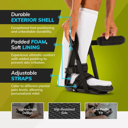 Vista 3 de Bota de estiramiento nocturno BraceAbility. Tablilla para estirar el pie por la noche, para el estiramiento de la fascia plantar, trata el dolor