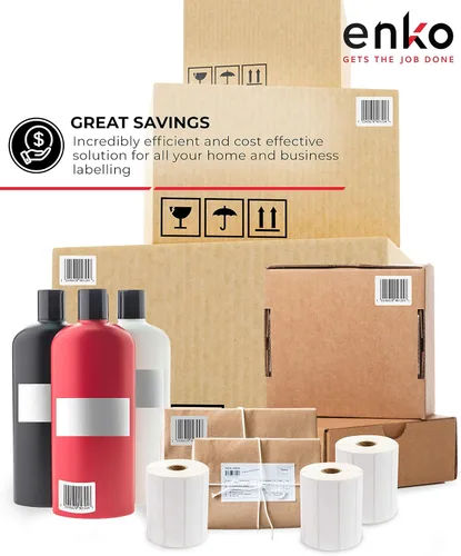 Vista 6 de enKo - Etiquetas térmicas directas compatibles con etiquetas de cebra / rollo de 4 x 1 pulgada, núcleo de 1 pulgada (6 rollo, 8250 etiquetas)