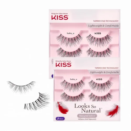 Vista 16 de KISS Looks So Natural - Pestañas postizas, ligeras y cómodas, tecnología de extremo ahusado, reutilizables, libres de crueldad, compatibles