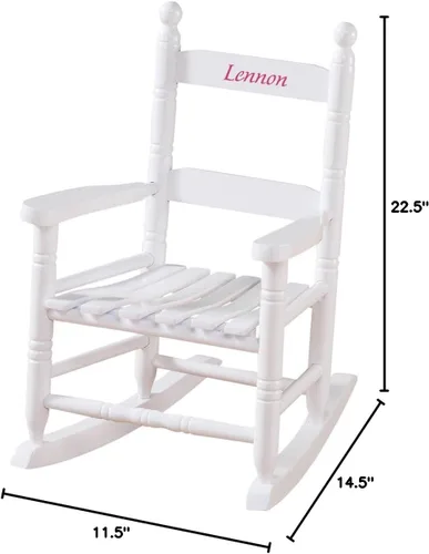 Vista 3 de Miles Kimball Custom Childs White Rocker - Fuente Rosa Pink Fuentes