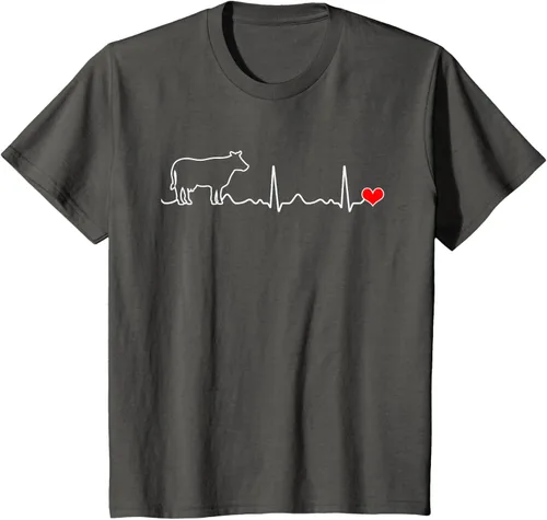 Vista 44 de Camiseta de paciente con corazón I Love My Cow Valve EKG Heartbeat Heart Pacient, Negro, S