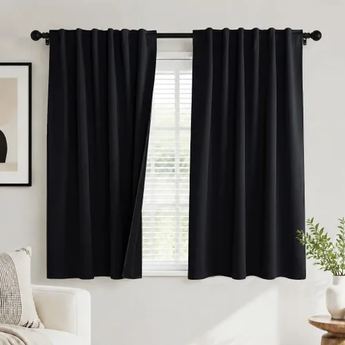 Vista 84 de PONY DANCE Cortinas cortas con aislamiento térmico para ventana pequeña, para guardería, baño, cocina, lavandería, caravana, sótano, 29 pulgadas