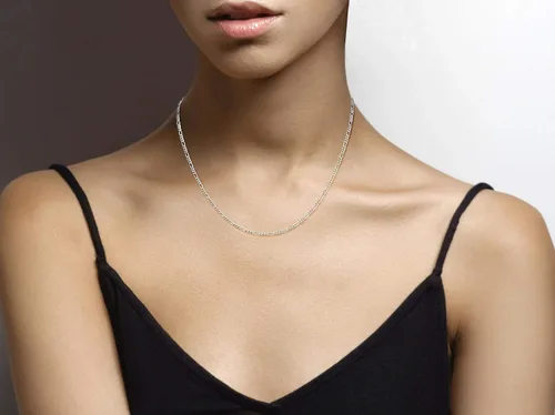 Vista 4 de Miabella Solid 925 Sterling Silver Italian 2.3mm Diamond-Cut Figaro Link Chain Necklace for Women Men, Made in Italy