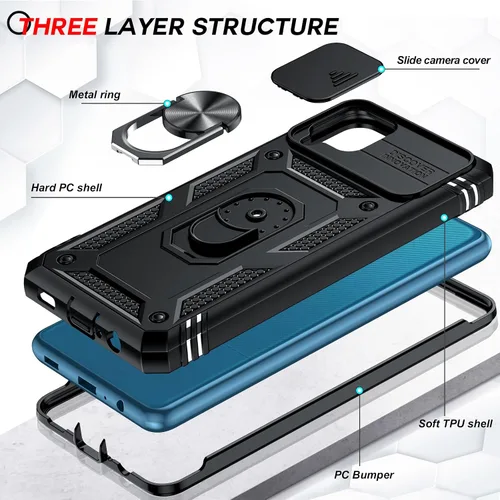 Vista 3 de LeYi Funda compatible con Samsung Galaxy A12: 2 protectores de pantalla para Galaxy A12 con cubierta de cámara deslizante, cubierta de grado militar