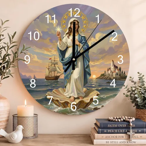 Vista 67 de Reloj de pared con versículo bíblico, con cita religiosa, reloj de madera, texto inspirador cristiano, reloj de madera rústico personalizado