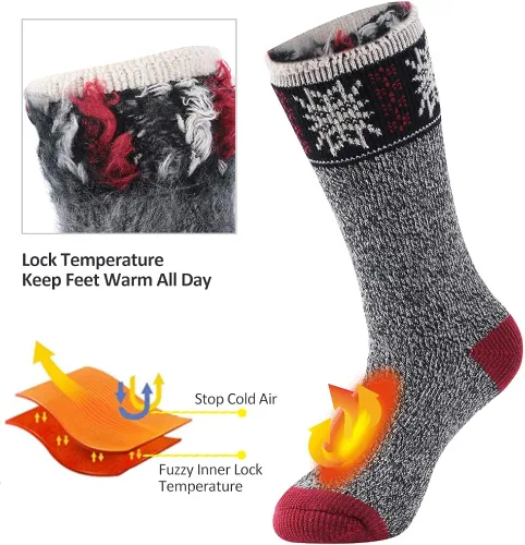Vista 5 de Sunew Calcetines térmicos cálidos, calcetines unisex gruesos con aislamiento térmico térmico para invierno