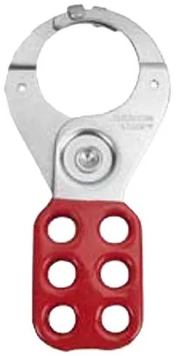Vista 2 de Pasador Master Lock con mango recubierto de vinilo y solapas de bloqueo con agujeros para candados, 1