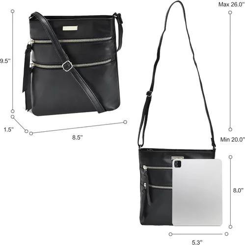 Vista 4 de ESTALON Bolso cruzado de cuero para mujer, pequeño cruzado largo sobre el hombro, bolsos y bolsos para mujer, Bolsos
