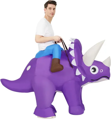 Vista 5 de GOOSH Disfraz inflable de dinosaurio para adultos, disfraz de Halloween para mujeres y hombres, divertido disfraz inflable para fiesta de Halloween