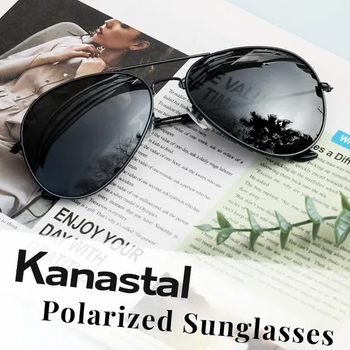 Vista 5 de KANASTAL Aviator Sunglasses Men Women Military Polarized Sunglasses UV400 Negro/Negro
