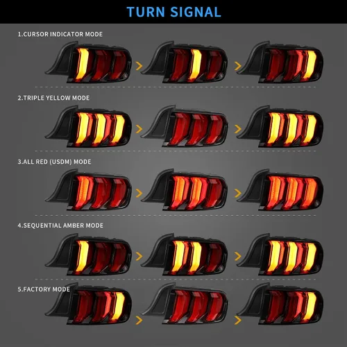 Vista 3 de Luces traseras LED VLAND Compatibles con Ford Mustang 2015-2020 con secuenciales (5 modos - lente roja)