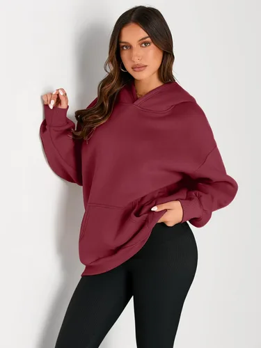 Vista 122 de Trendy Queen - Sudaderas extragrandes con capucha para mujer, suéteres de manga larga, sin botones, de vellón, de otoño, ropa de invierno