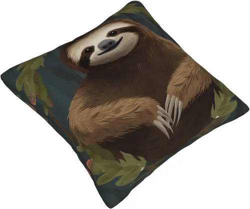 Vista 2 de Fundas de almohada con estampado de perezoso, fundas de cojín suaves para sofá, fundas de cojín duraderas, fundas de almohada cuadradas