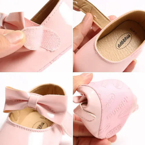 Vista 6 de SOFMUO Mary Jane - Zapatos planos con lazo, zapatos de ballet para niñas pequeñas, primeros caminantes, para boda, Navidad, zapatos de vestir