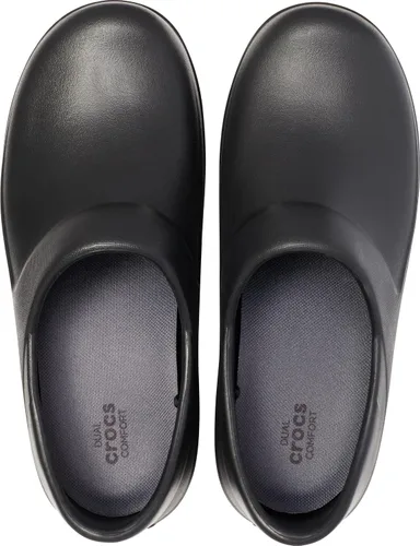 Vista 8 de Crocs Zuecos Neria Pro II para mujer, zapatos de trabajo antideslizantes, Negro