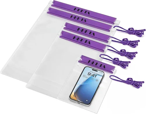 Vista 12 de HEETA Paquete de 5 bolsas secas transparentes impermeables, estuches herméticos, bolsas secas, soporte para documentos para cámara, teléfono
