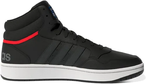 Vista 2 de adidas Hoops 3.0 Mid Tenis de baloncesto para hombre, NegroCarbonoBlanco-Rojo