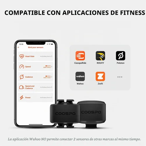 Vista 4 de COOSPO Speed/Cadence Sensor BK9 for Indoor/Outdoor Cycling, Bluetooth 5.0 ANT+ Wireless Cycling RPM Cadence Speed Sensor BK9 Set Cadence Speed