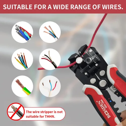 Vista 7 de BOOSDEN Pelacables, pelacables automáticos, alicates pelacables 3 en 1 con cortador de alambre, pelacables eléctricos 10-24 AWG