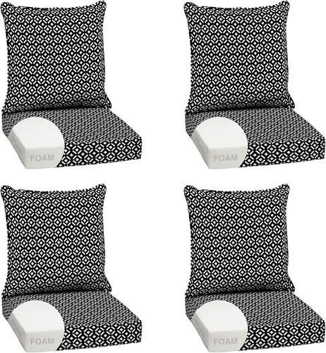 Vista 45 de Arden - Juego de cojines de asiento profundo para exteriores, espuma, 24x24, azulejos Alana