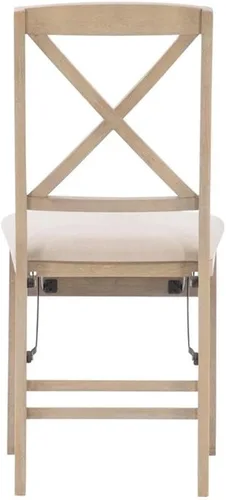 Vista 8 de MAKLAINE Juego de dos sillas plegables X-Back, asiento acolchado en madera blanqueada
