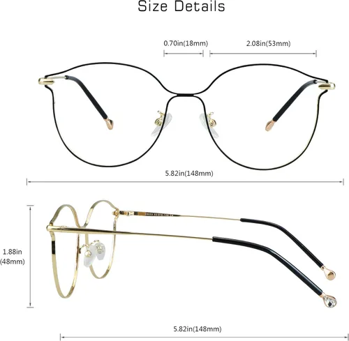 Vista 3 de VisionGlobal Lentes de bloqueo de luz azul para mujer, antifatiga ocular, lectura en computadora, elegante marco ovalado