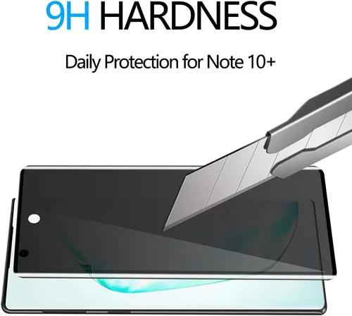 Vista 4 de Fotbor Paquete de 2 protectores de pantalla de vidrio templado para Samsung Galaxy Note 10 Plus, dureza 9H, antiarañazos, cobertura completa