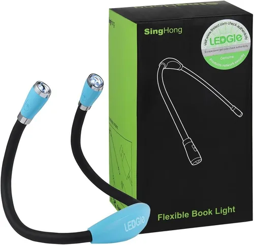 Vista 9 de LEDGLE Luz de lectura para el cuello, linternas recargables para el cuello para tejer, 4 bombillas LED + 3 brillo ajustable + brazos de silicona