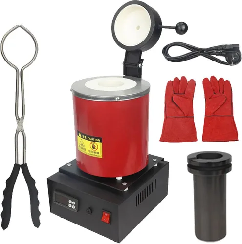 Vista 9 de Horno eléctrico de fusión de oro, kits de horno de fusión de metal, hasta 2,012.0 °F, con crisol de grafito, guantes de alta temperatura, pinzas